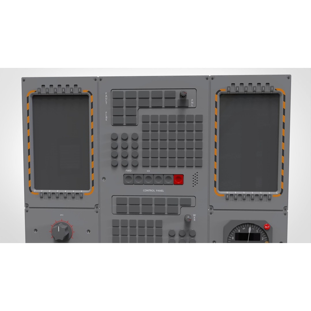 Dashboard Control Panel 3D Model – Detailed Interface with Knobs and Buttons - View 24