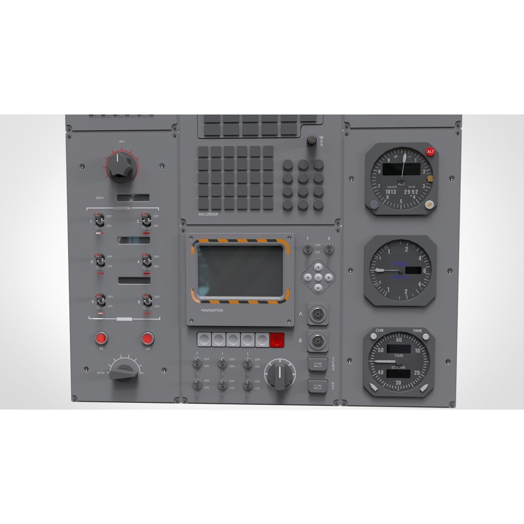 Dashboard Control Panel 3D Model – Detailed Interface with Knobs and Buttons - View 25