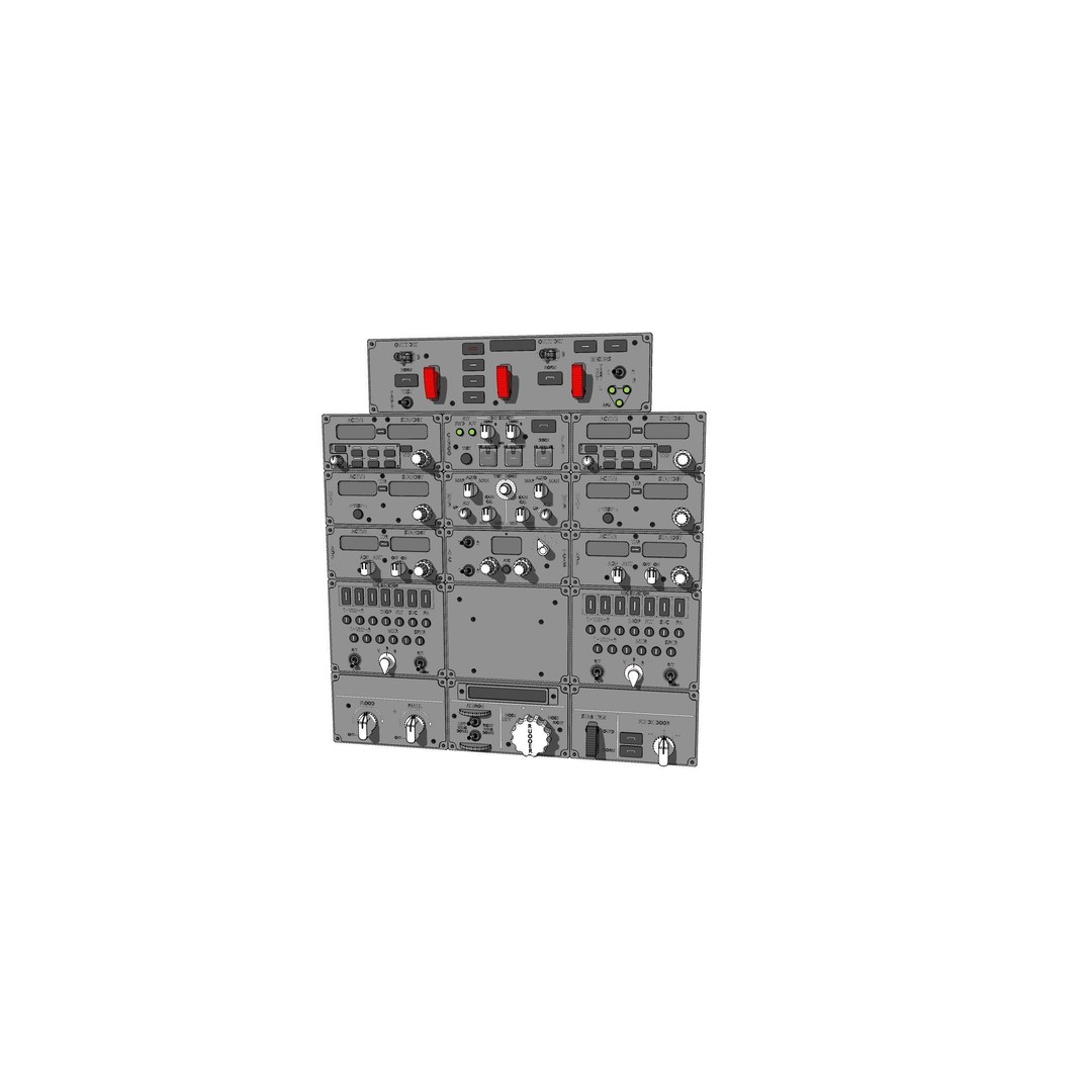 Dashboard Control Panel 3D Model – Detailed Interface with Knobs and Buttons - View 26
