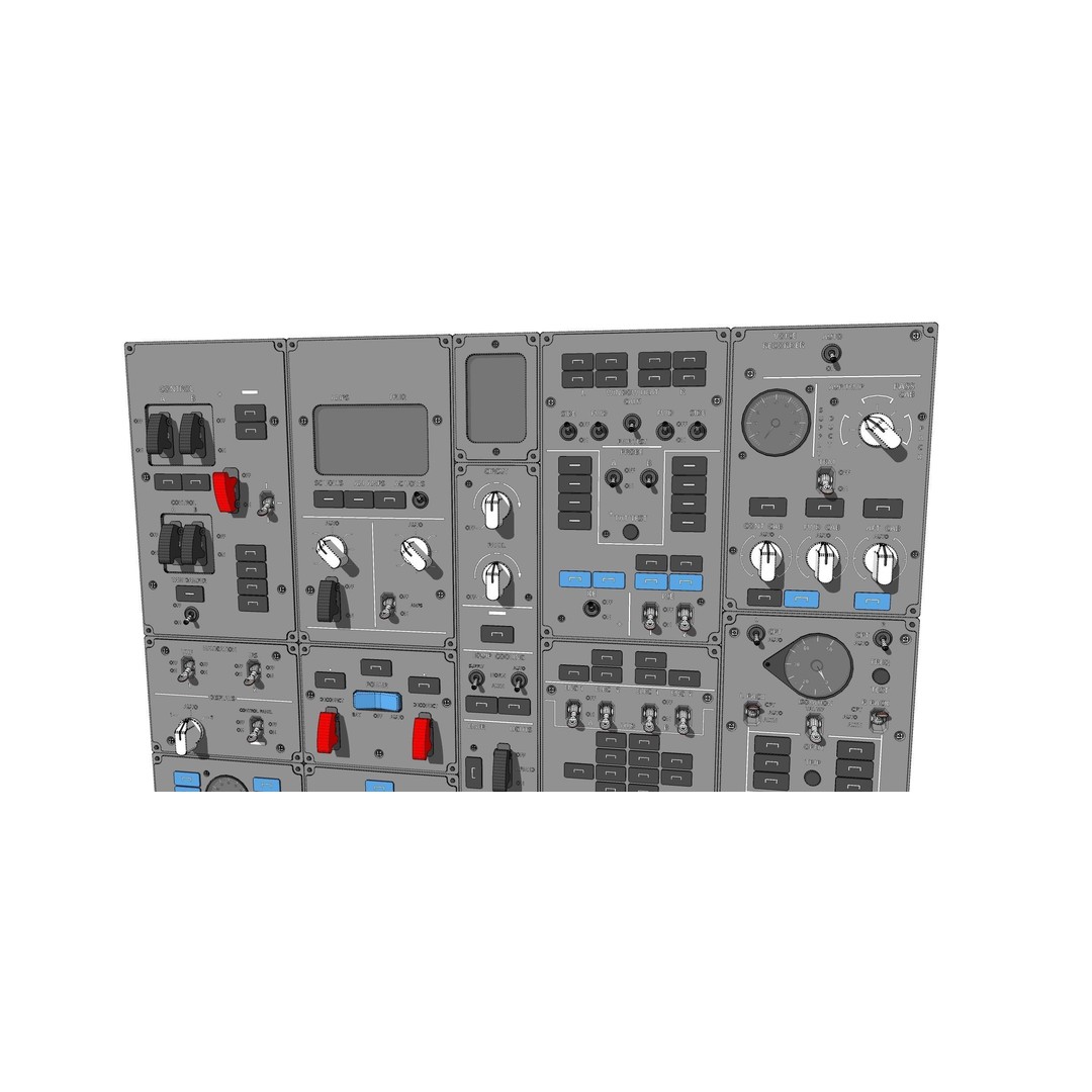 Dashboard Control Panel 3D Model – Detailed Interface with Knobs and Buttons - View 27