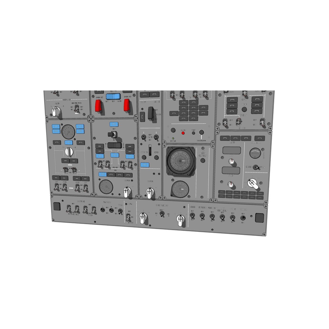 Dashboard Control Panel 3D Model – Detailed Interface with Knobs and Buttons - View 28