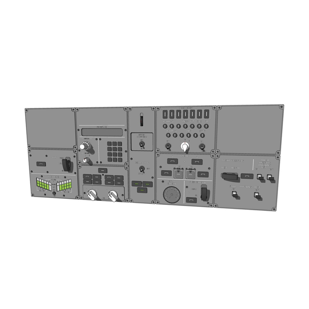 Dashboard Control Panel 3D Model – Detailed Interface with Knobs and Buttons - View 29