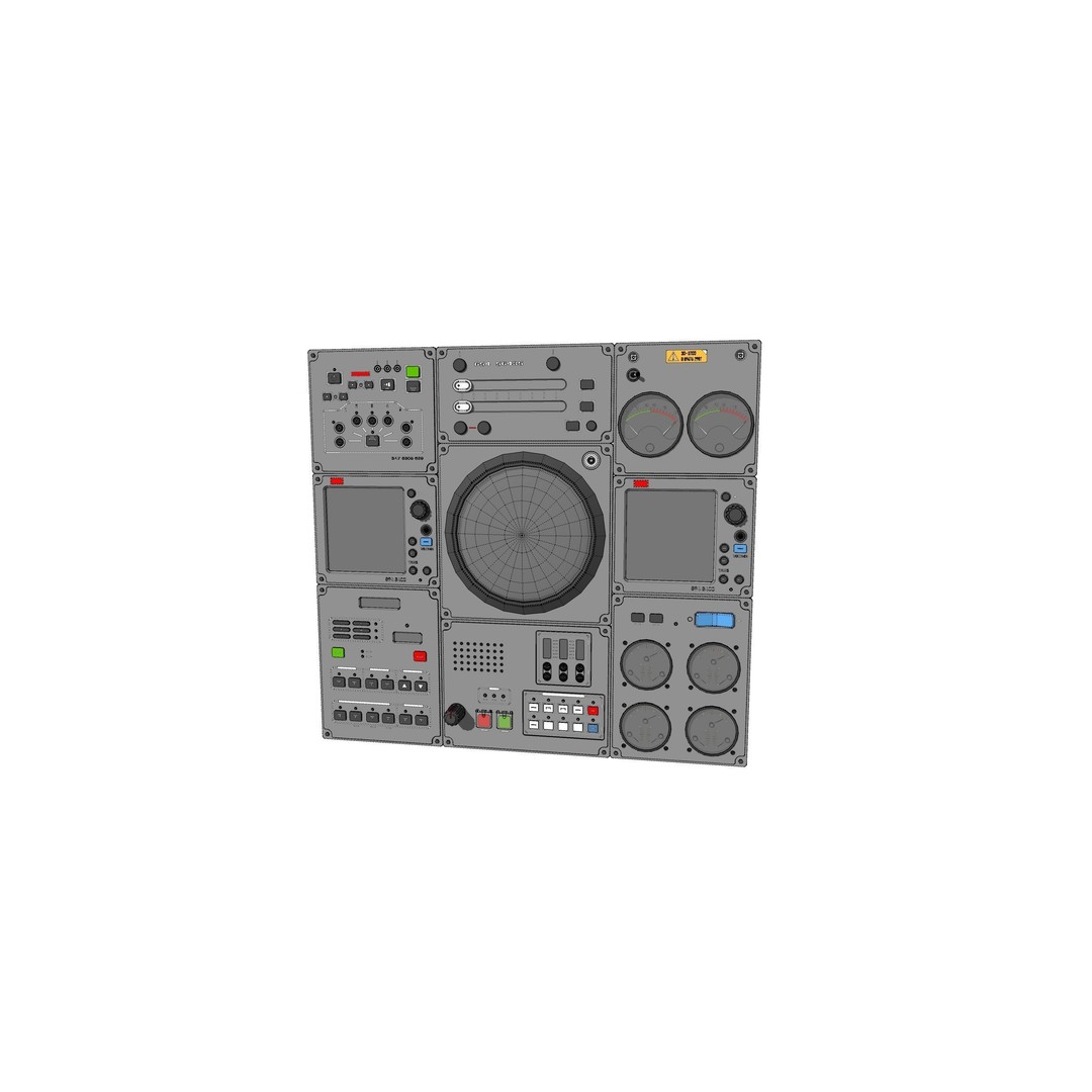 Dashboard Control Panel 3D Model – Detailed Interface with Knobs and Buttons - View 30