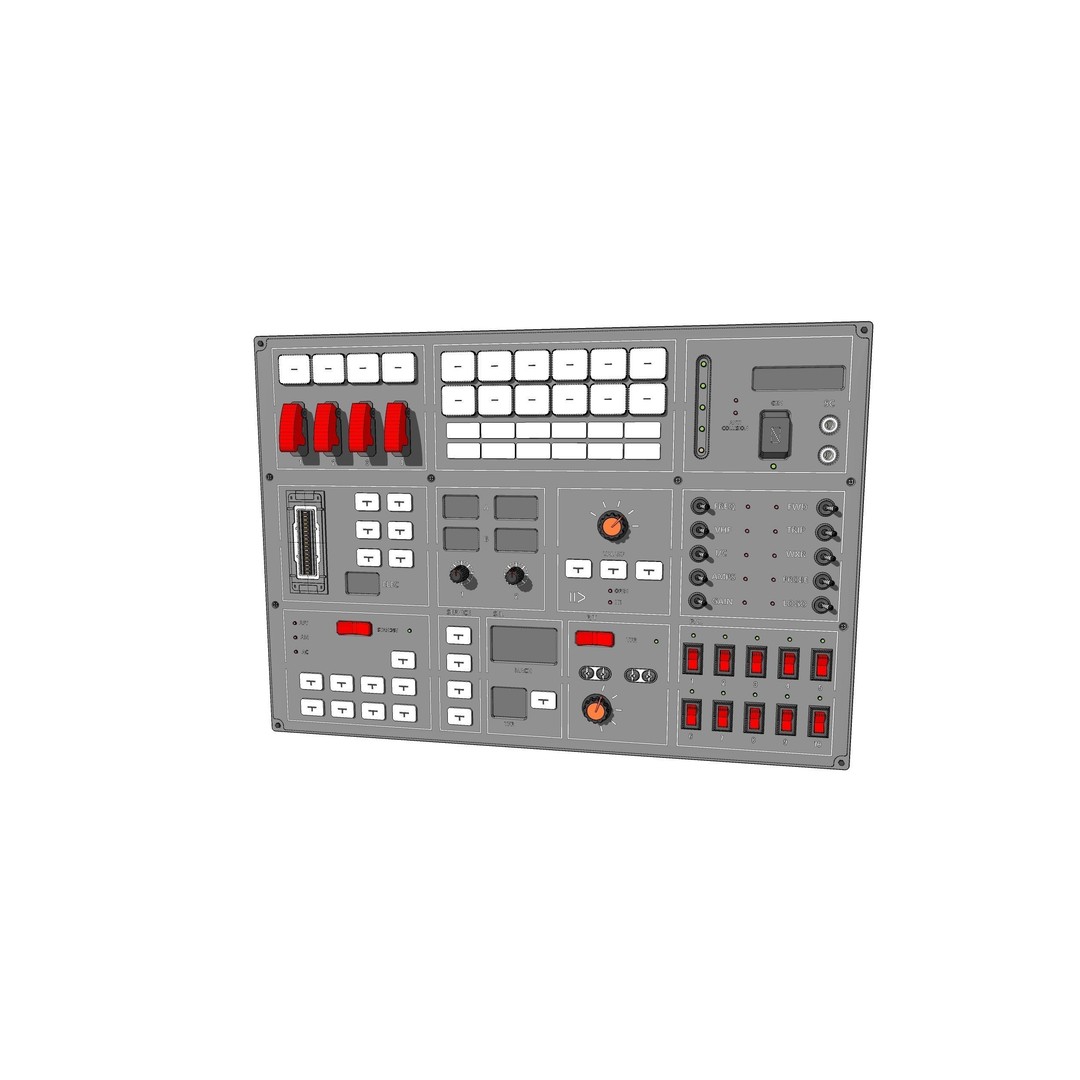 Dashboard Control Panel 3D Model – Detailed Interface with Knobs and Buttons - View 31
