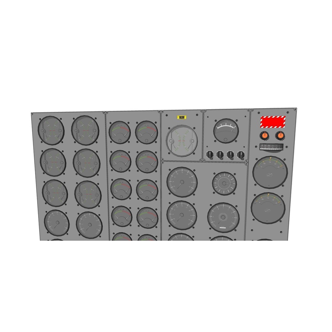 Dashboard Control Panel 3D Model – Detailed Interface with Knobs and Buttons - View 32