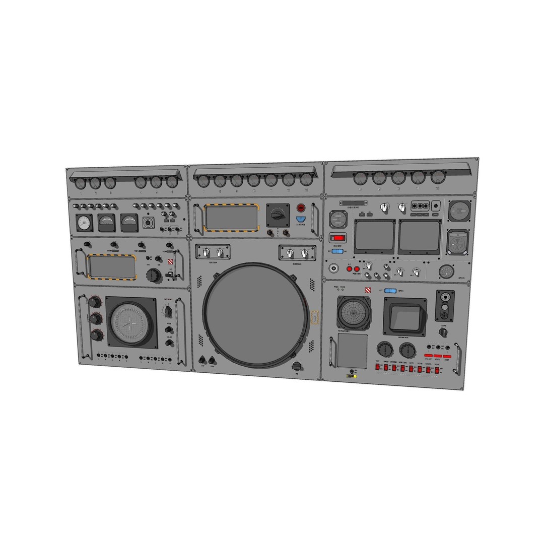 Dashboard Control Panel 3D Model – Detailed Interface with Knobs and Buttons - View 34