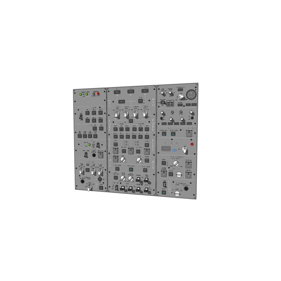 Dashboard Control Panel 3D Model – Detailed Interface with Knobs and Buttons - View 35