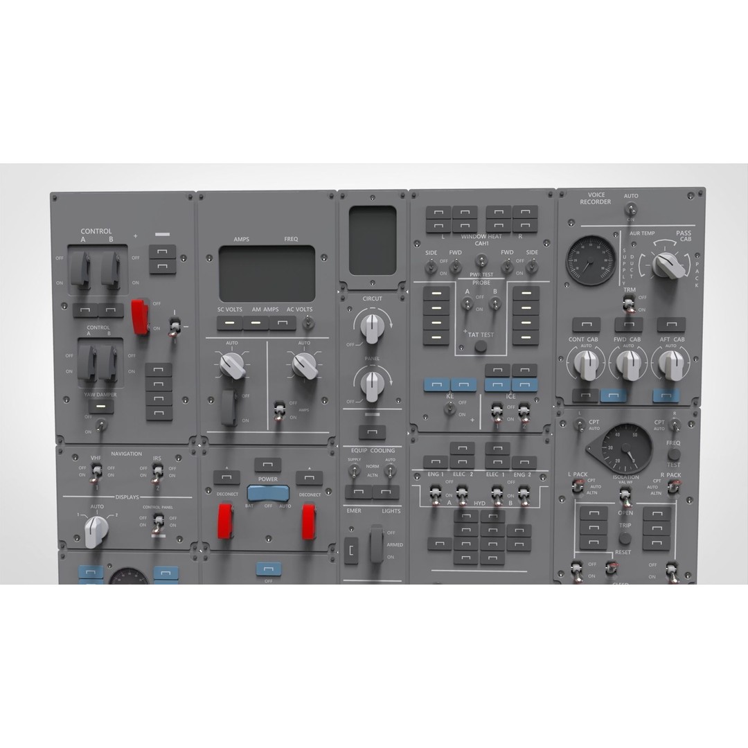 Dashboard Control Panel 3D Model – Detailed Interface with Knobs and Buttons - View 4