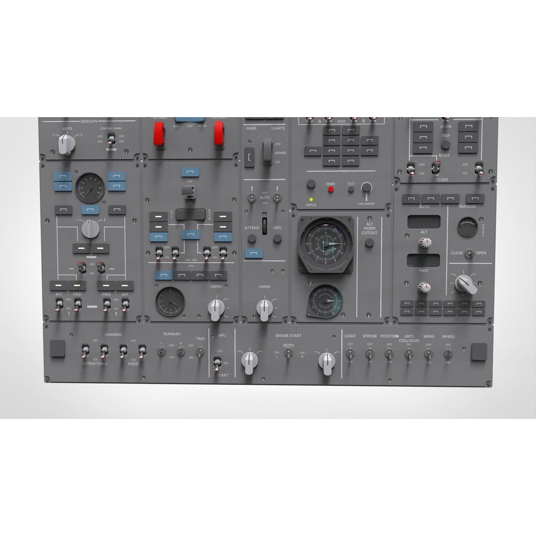 Dashboard Control Panel 3D Model – Detailed Interface with Knobs and Buttons - View 5