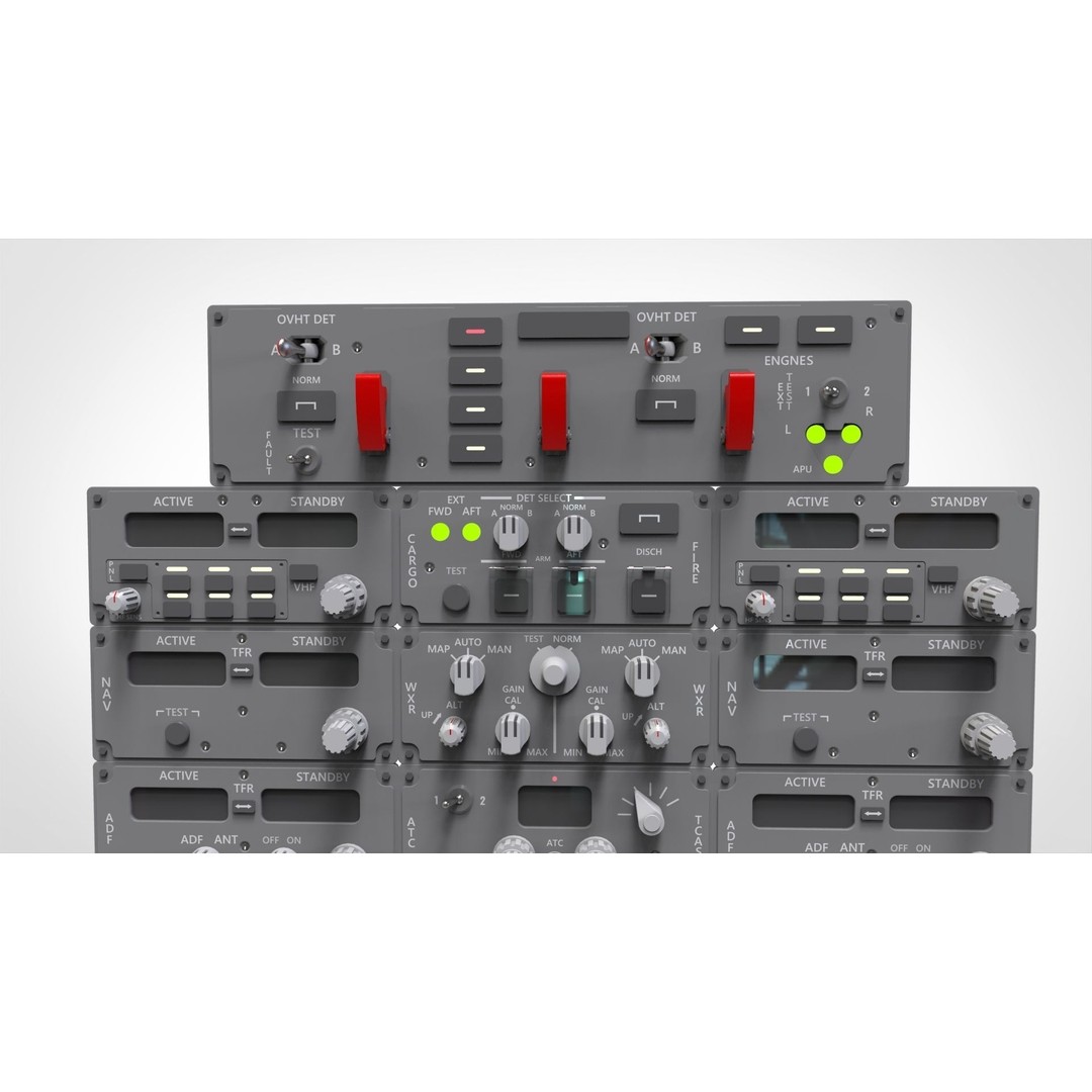 Dashboard Control Panel 3D Model – Detailed Interface with Knobs and Buttons - View 7