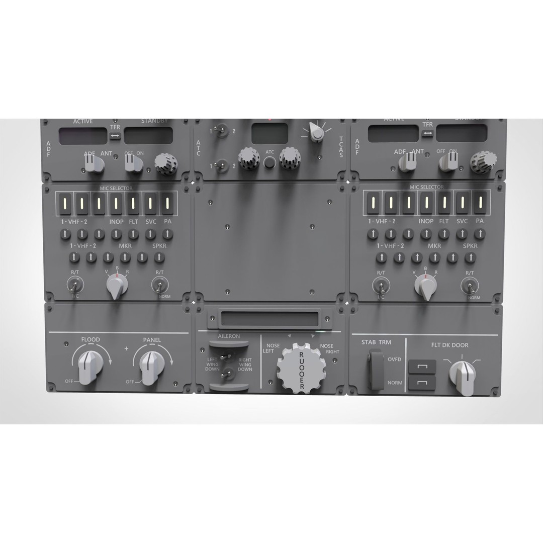 Dashboard Control Panel 3D Model – Detailed Interface with Knobs and Buttons - View 8