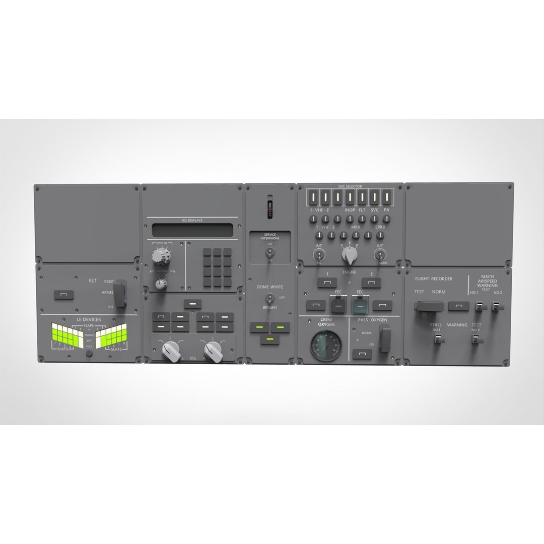 Dashboard Control Panel 3D Model – Detailed Interface with Knobs and Buttons - View 9