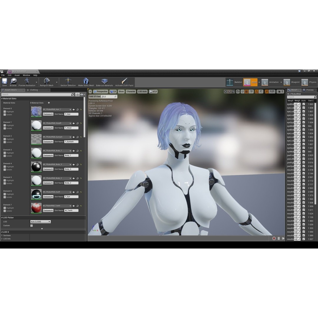 Female Robot R68 3D Model – Low Poly Rigged PBR Character for Unity & Unreal - View 15