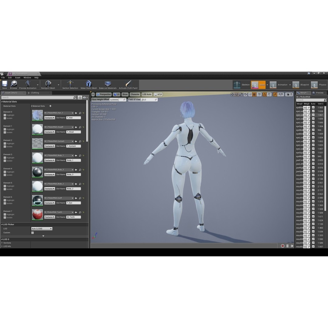 Female Robot R68 3D Model – Low Poly Rigged PBR Character for Unity & Unreal - View 16