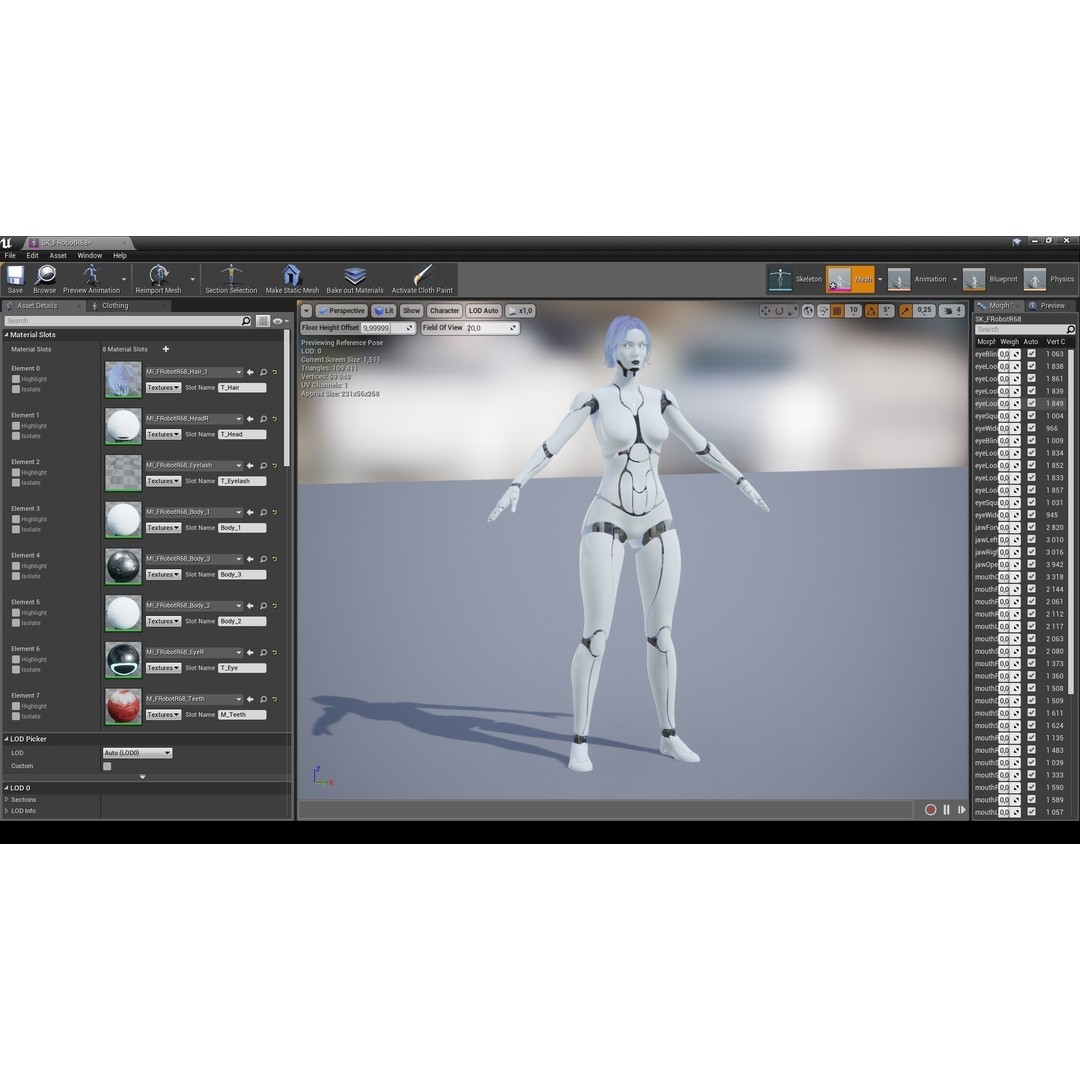 Female Robot R68 3D Model – Low Poly Rigged PBR Character for Unity & Unreal - View 17