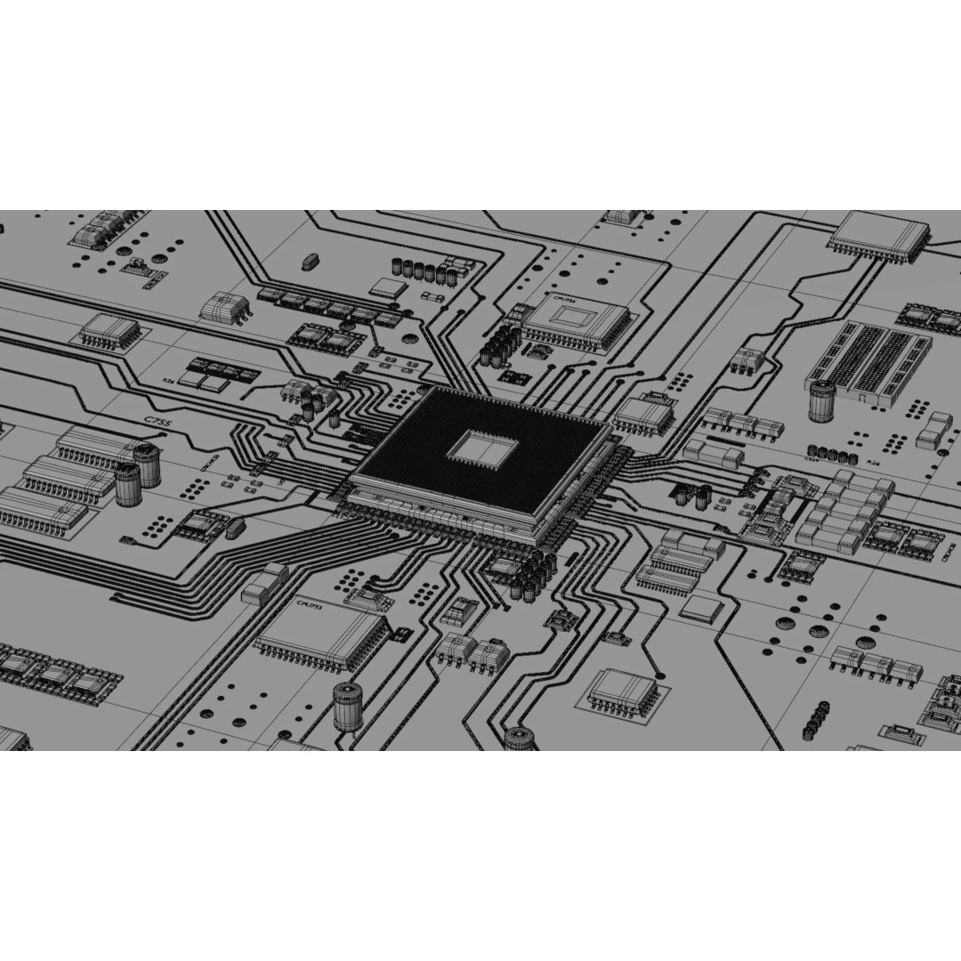 Circuit Board 3D Model – High Poly Textured Asset, Blender, FBX, OBJ - View 24