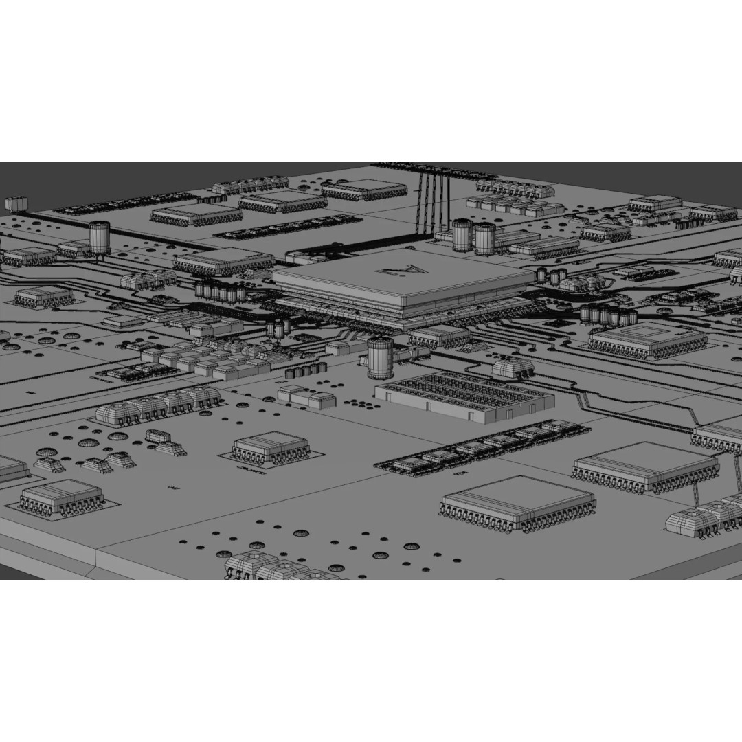 Circuit Board 3D Model – High Poly Textured Asset, Blender, FBX, OBJ - View 30