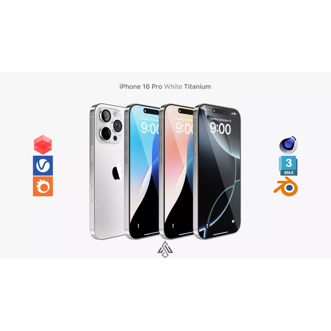 Apple iPhone 16 Pro 3D Model – High Poly PBR Asset, FBX & OBJ - View 2