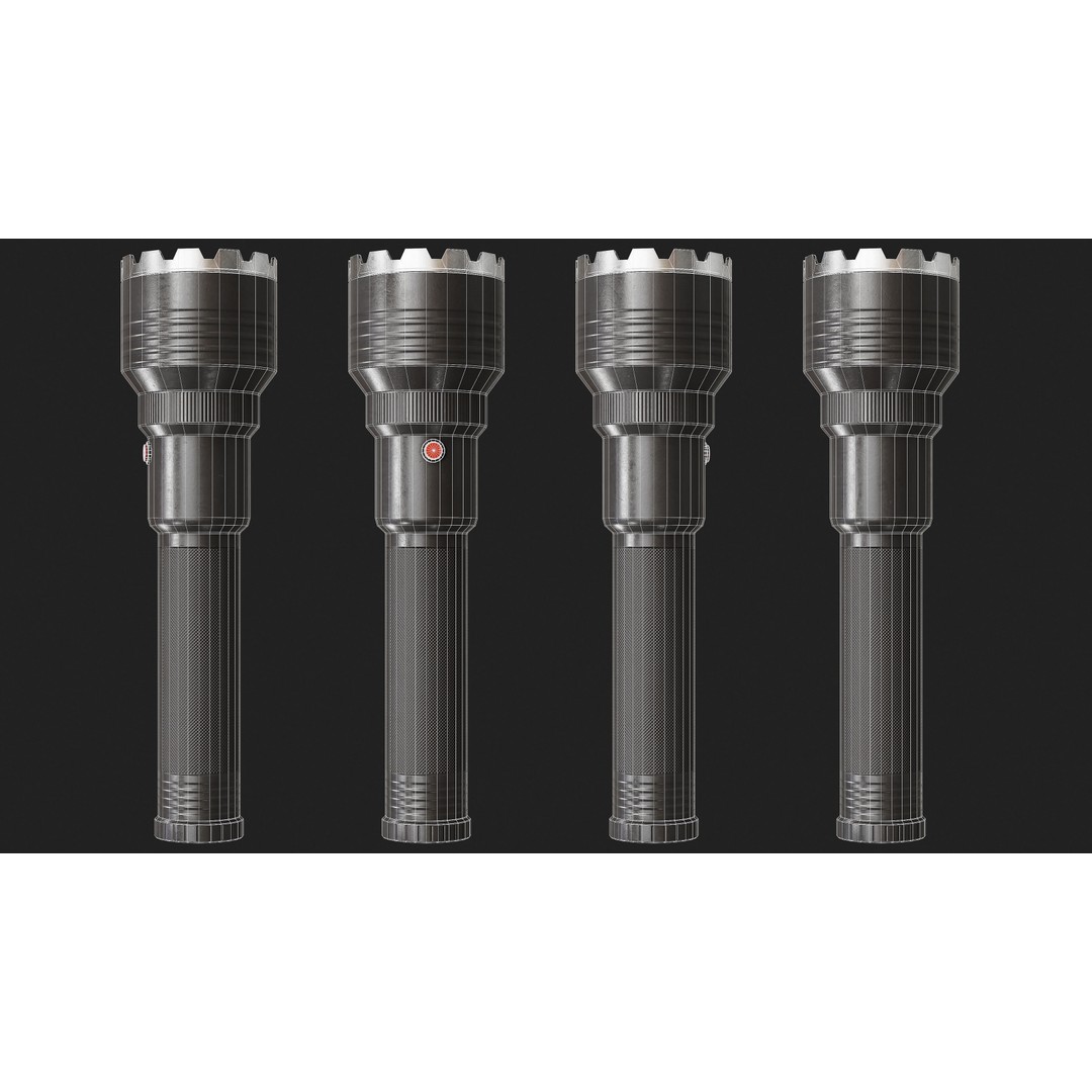 Flashlight 3D Model – Low Poly PBR Asset for Games, FBX, OBJ