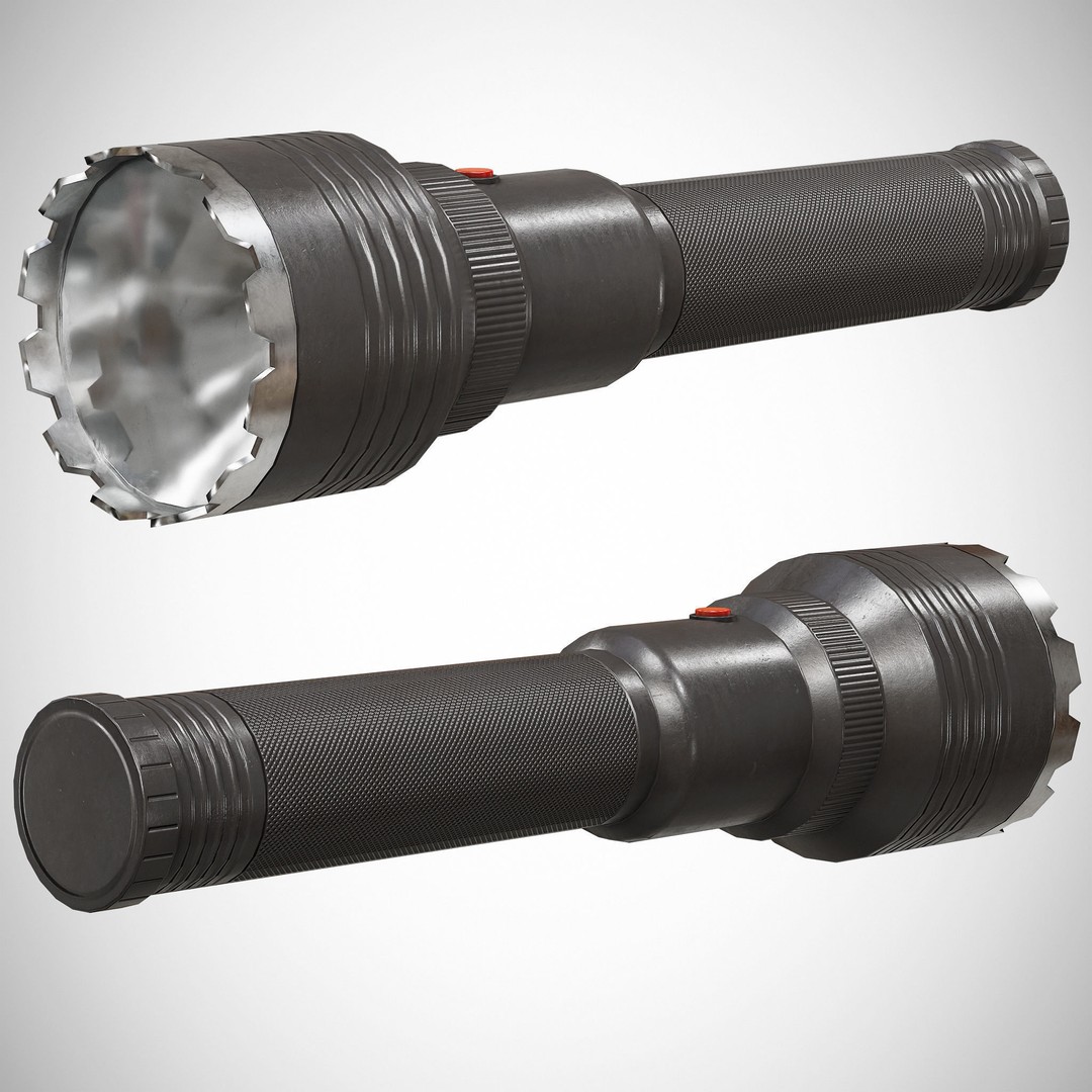 Flashlight 3D Model – Low Poly PBR Asset for Games, FBX, OBJ - View 3