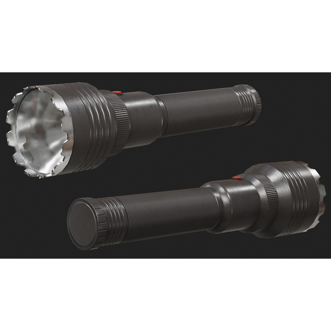 Flashlight 3D Model – Low Poly PBR Asset for Games, FBX, OBJ - View 4