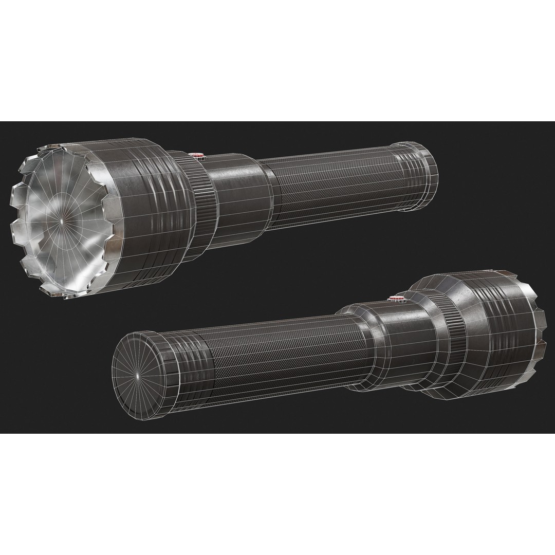 Flashlight 3D Model – Low Poly PBR Asset for Games, FBX, OBJ - View 5