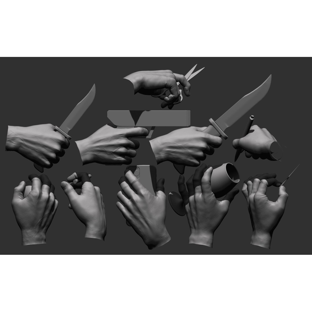 Realistic Male Hands 3D Model – High Poly Collection, FBX, OBJ - View 4