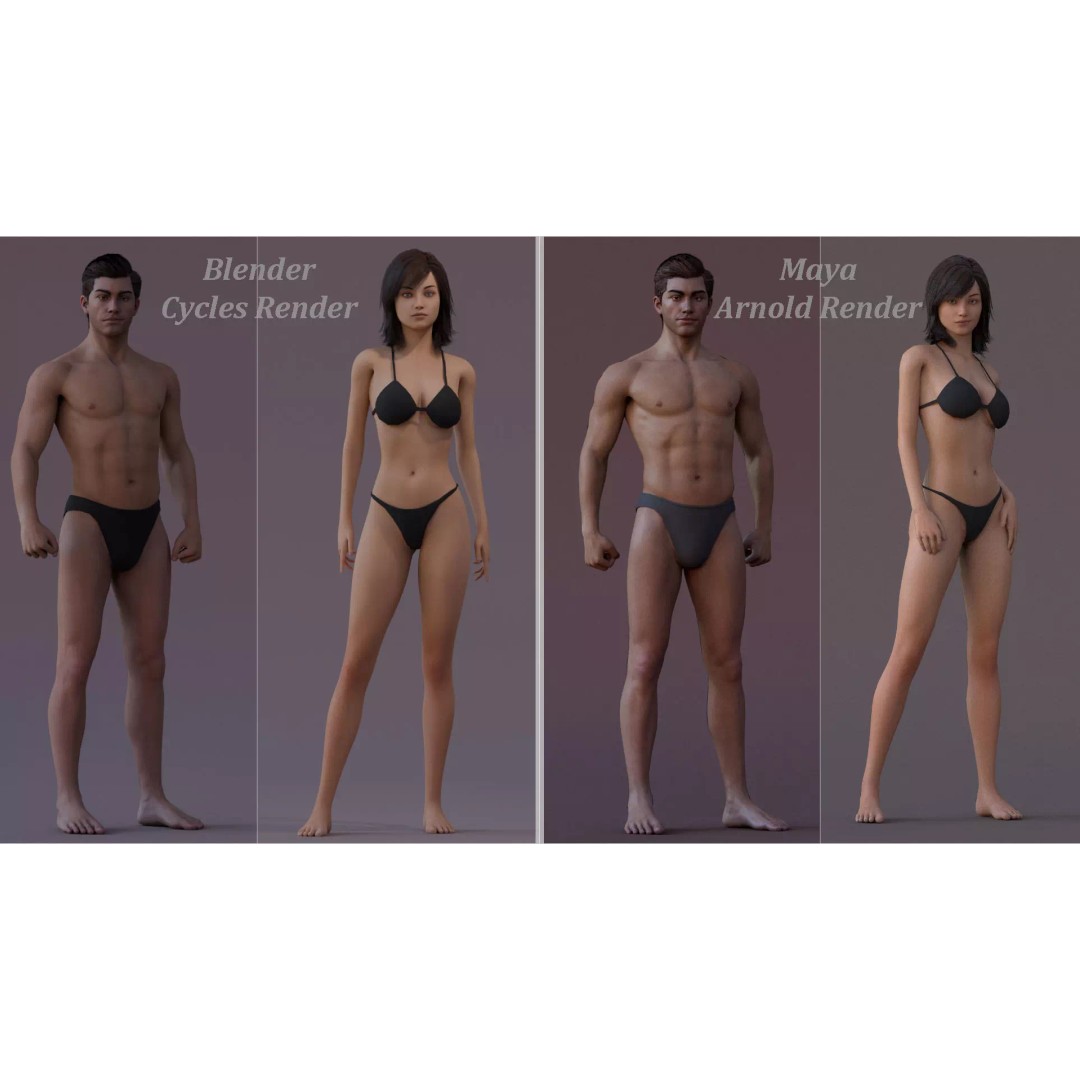 Male Female Base Character 3D Model – Low Poly Rigged Asset, FBX & Blender - View 13