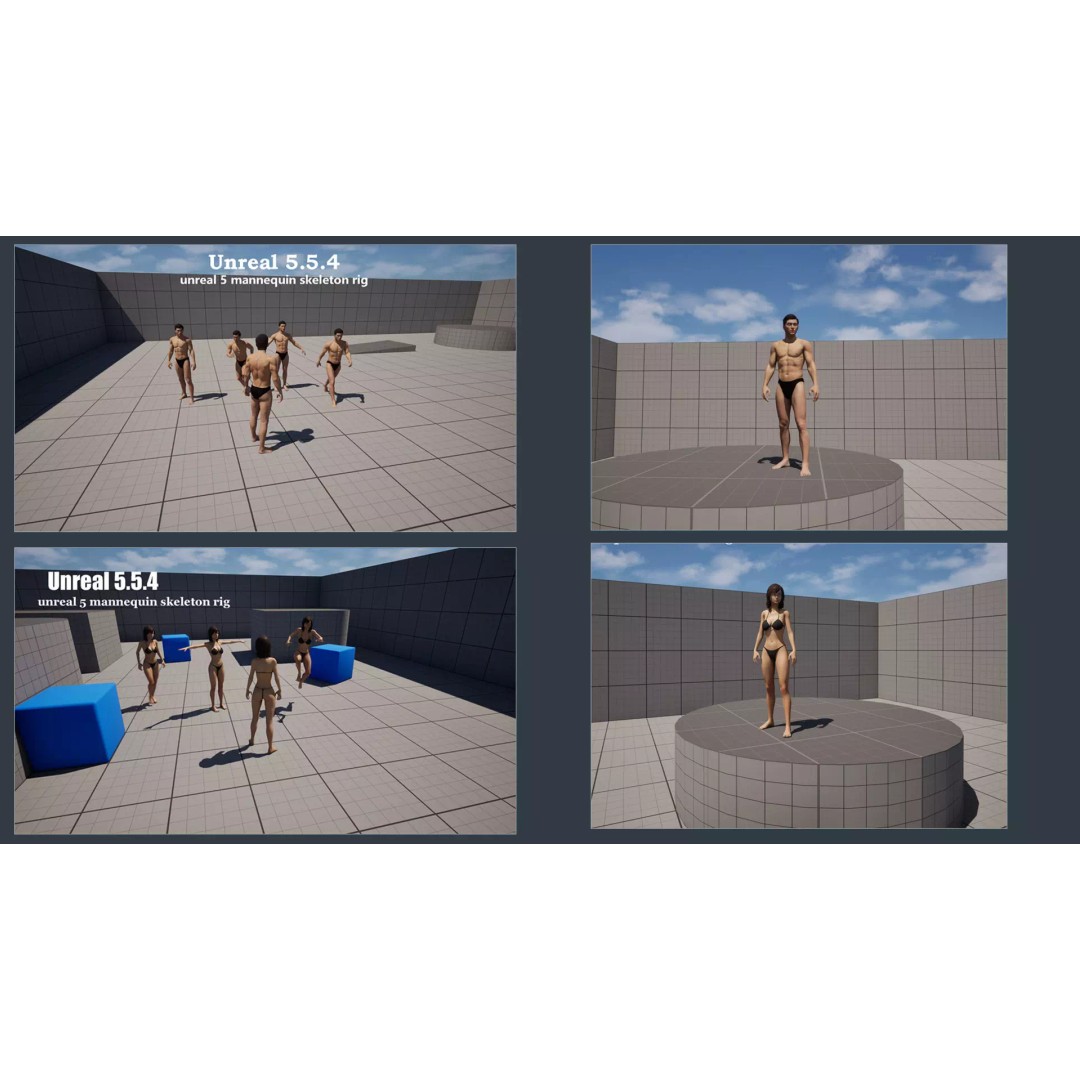 Male Female Base Character 3D Model – Low Poly Rigged Asset, FBX & Blender - View 17