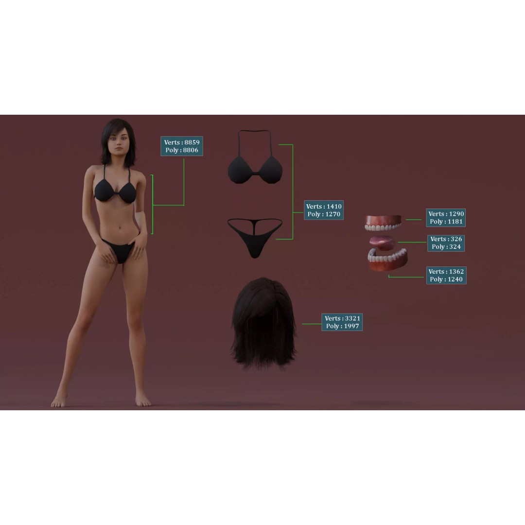 Male Female Base Character 3D Model – Low Poly Rigged Asset, FBX & Blender - View 21