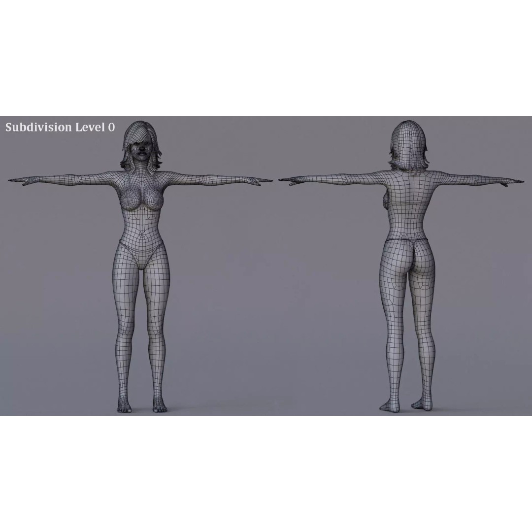 Male Female Base Character 3D Model – Low Poly Rigged Asset, FBX & Blender - View 36