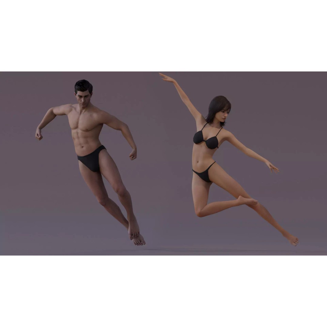 Male Female Base Character 3D Model – Low Poly Rigged Asset, FBX & Blender - View 7