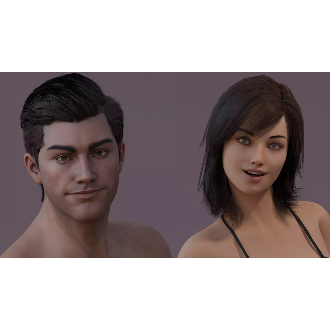 Male Female Base Character 3D Model – Low Poly Rigged Asset, FBX & Blender - View 8