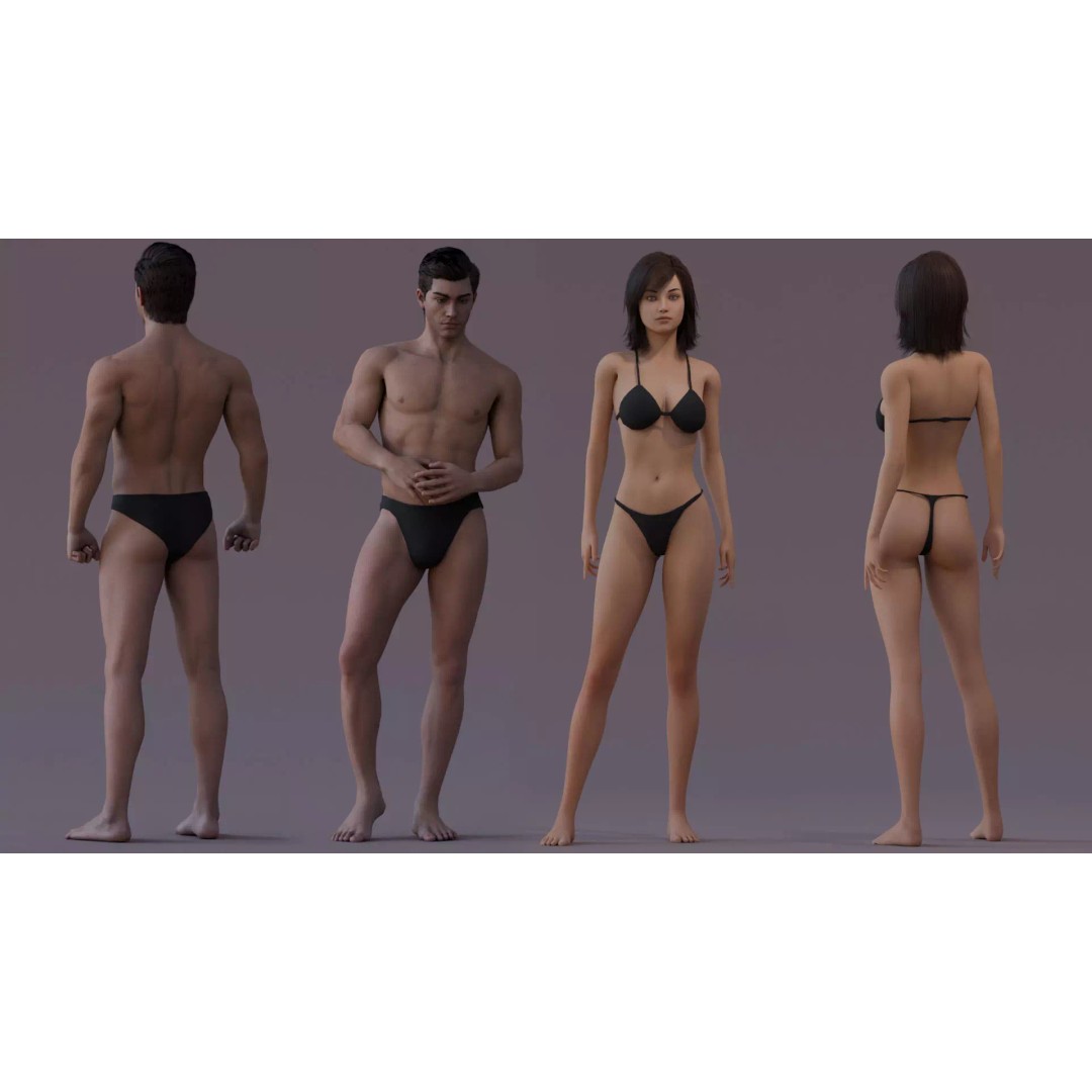 Male Female Base Character 3D Model – Low Poly Rigged Asset, FBX & Blender - View 9