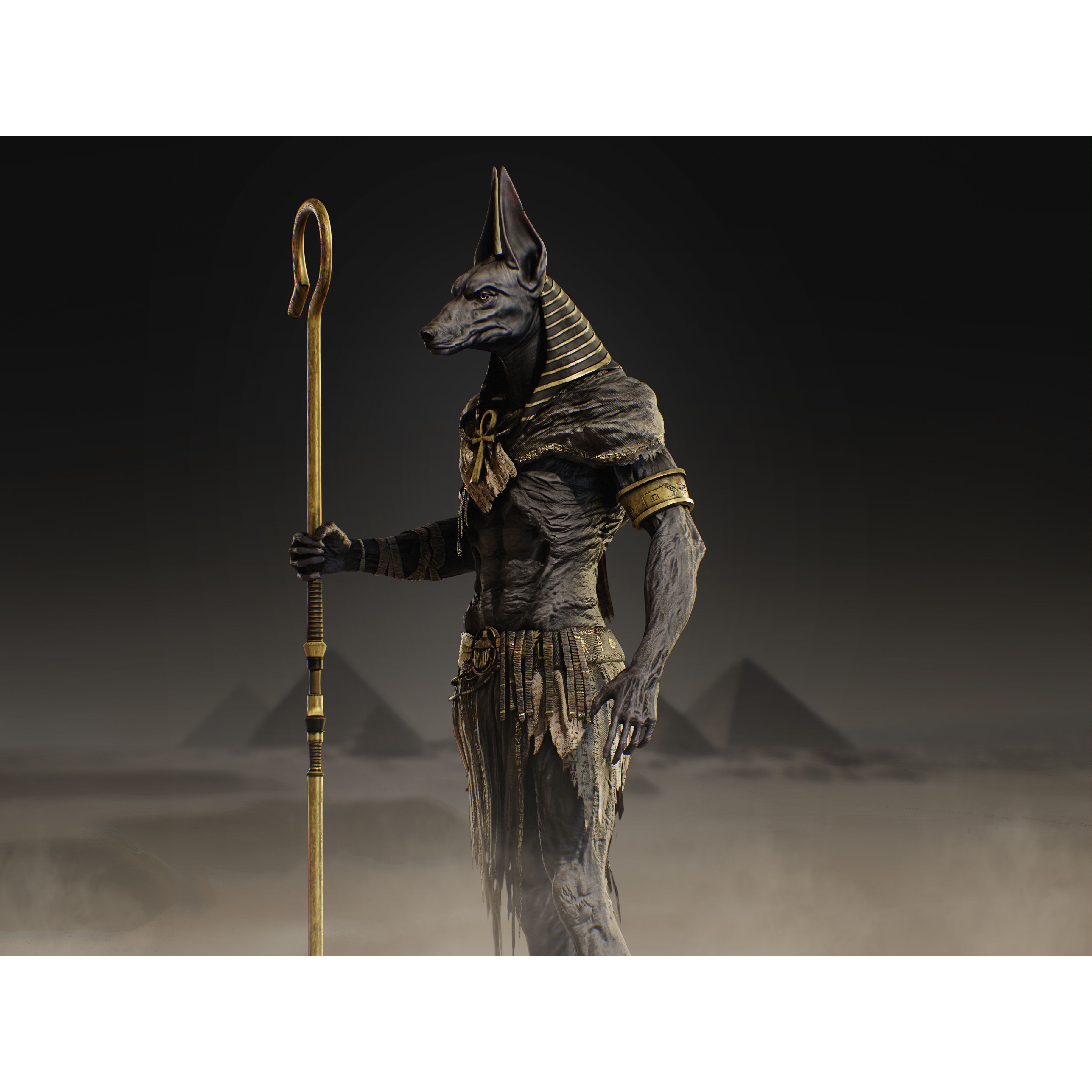 Anubis - Low-Poly Game-Ready 3D Model - View 9