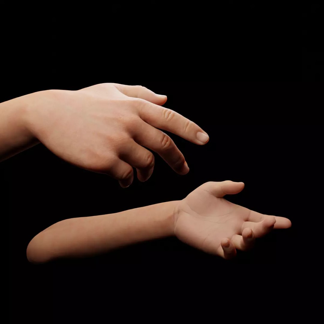 Rigged Hands 3D Model – Low Poly Animated Character Asset, FBX - View 2