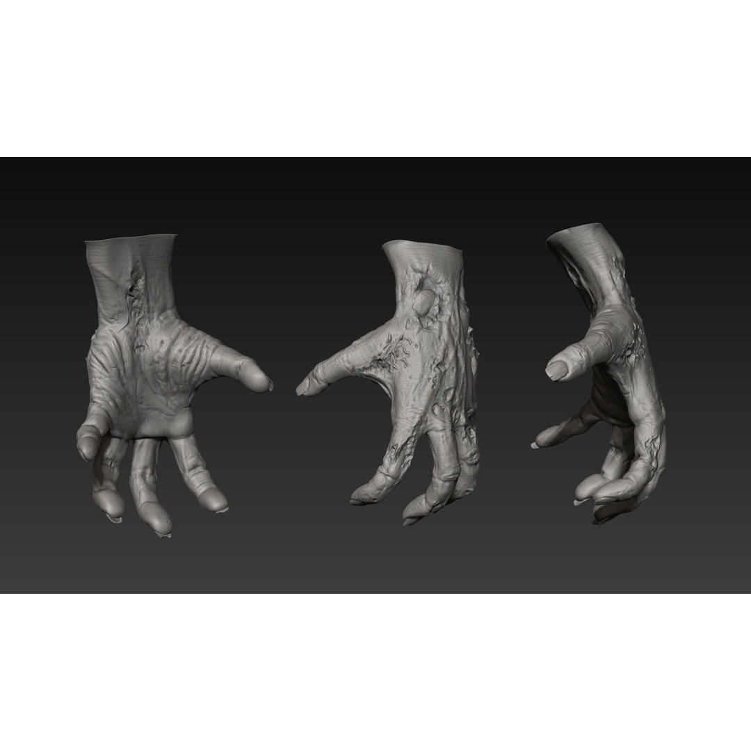 Hand 3D Model – Detailed Realistic Claws and Fingers, OBJ, STL - View 10