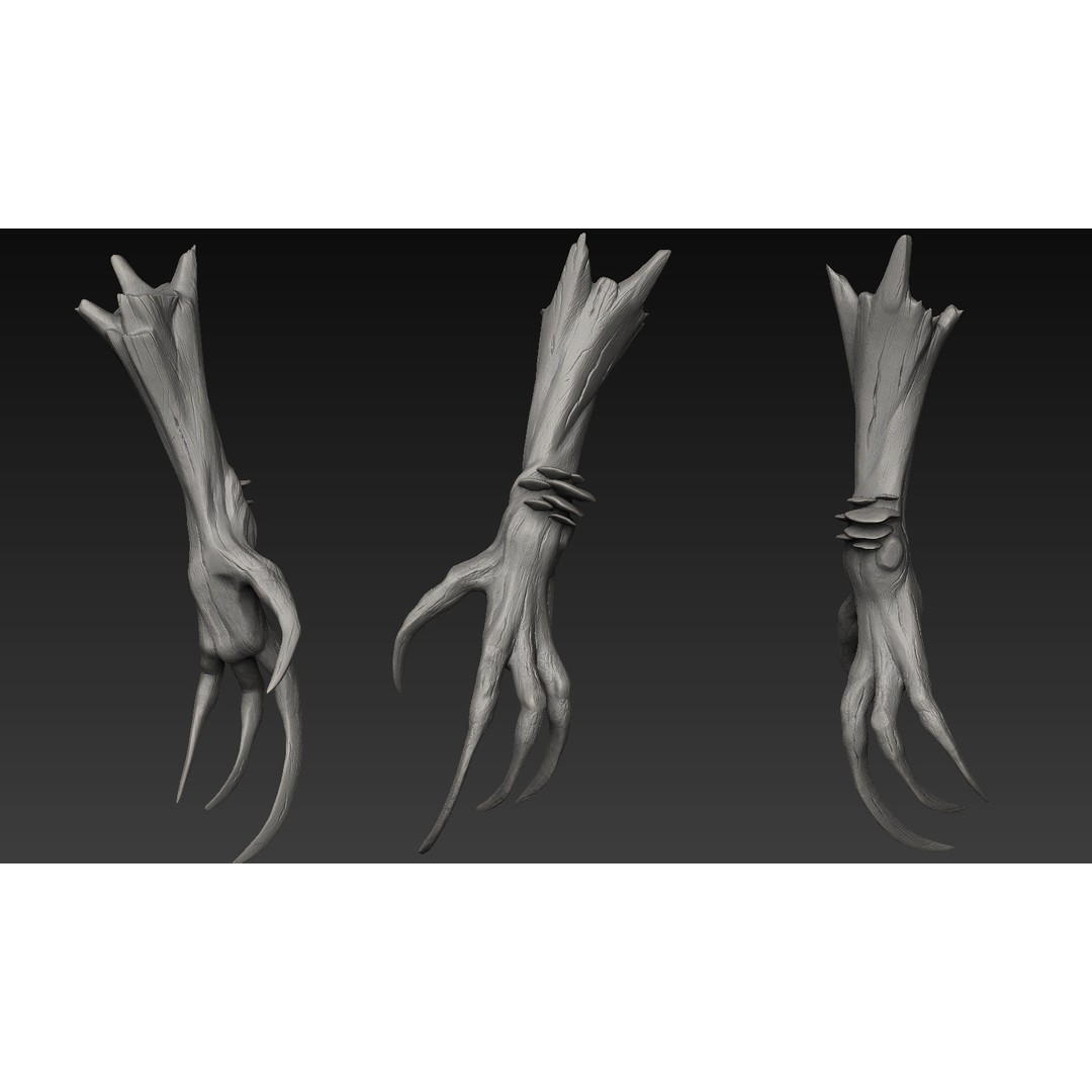 Hand 3D Model – Detailed Realistic Claws and Fingers, OBJ, STL - View 21
