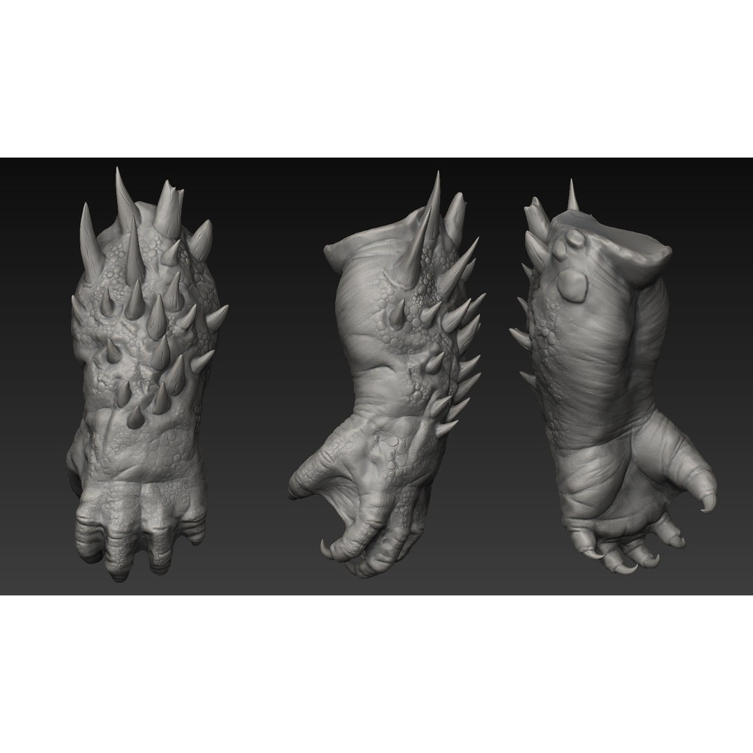 Hand 3D Model – Detailed Realistic Claws and Fingers, OBJ, STL - View 22