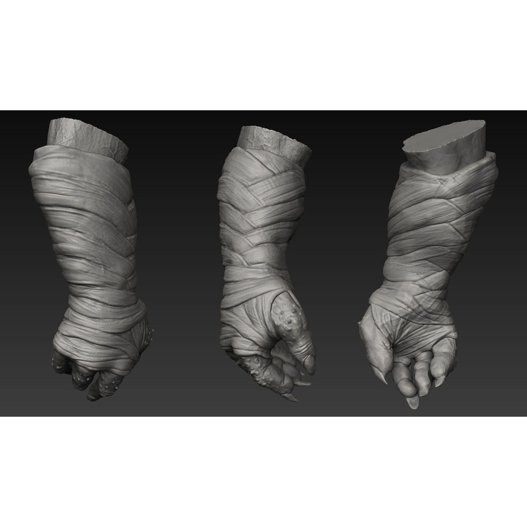 Hand 3D Model – Detailed Realistic Claws and Fingers, OBJ, STL - View 24