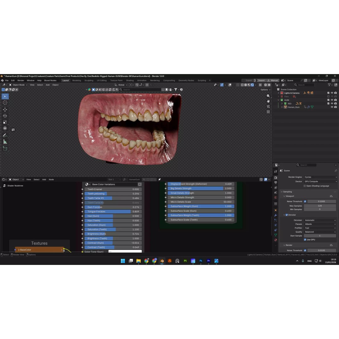 Ultra-Realistic Gum 3D Model – Game-Ready Fully Rigged, PBR Textures - View 14