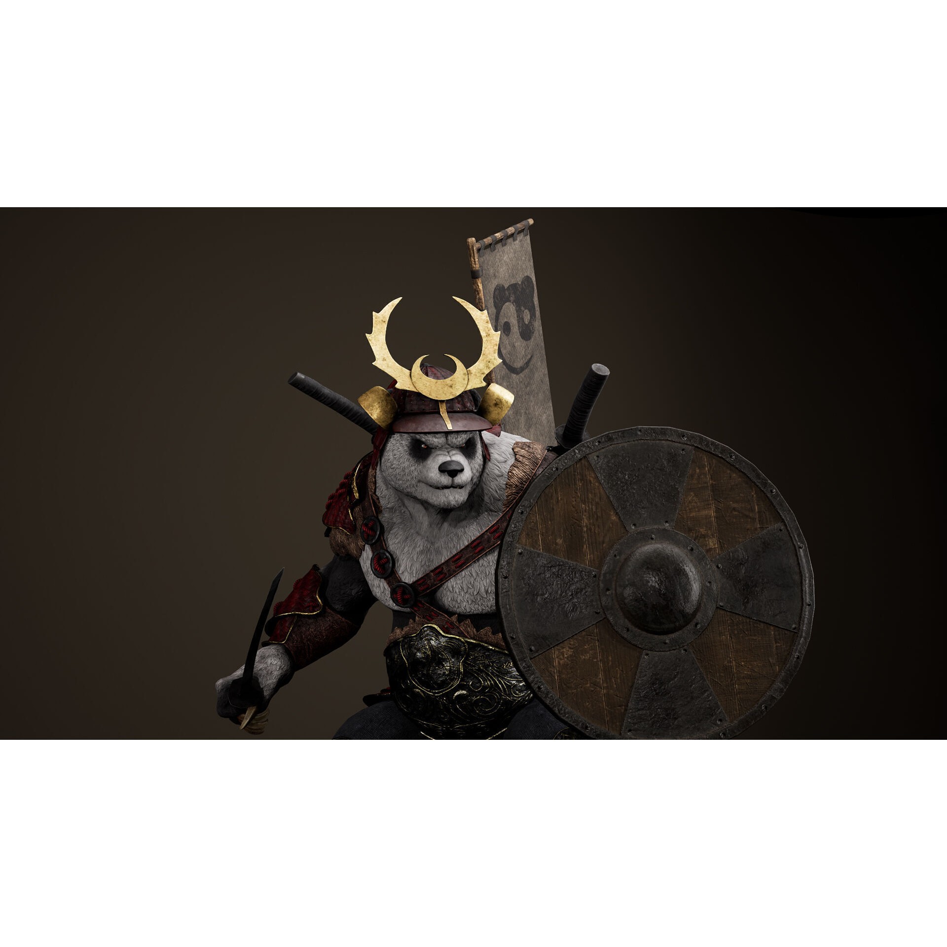 Panda Samurai - Low-Poly Game-Ready 3D Model