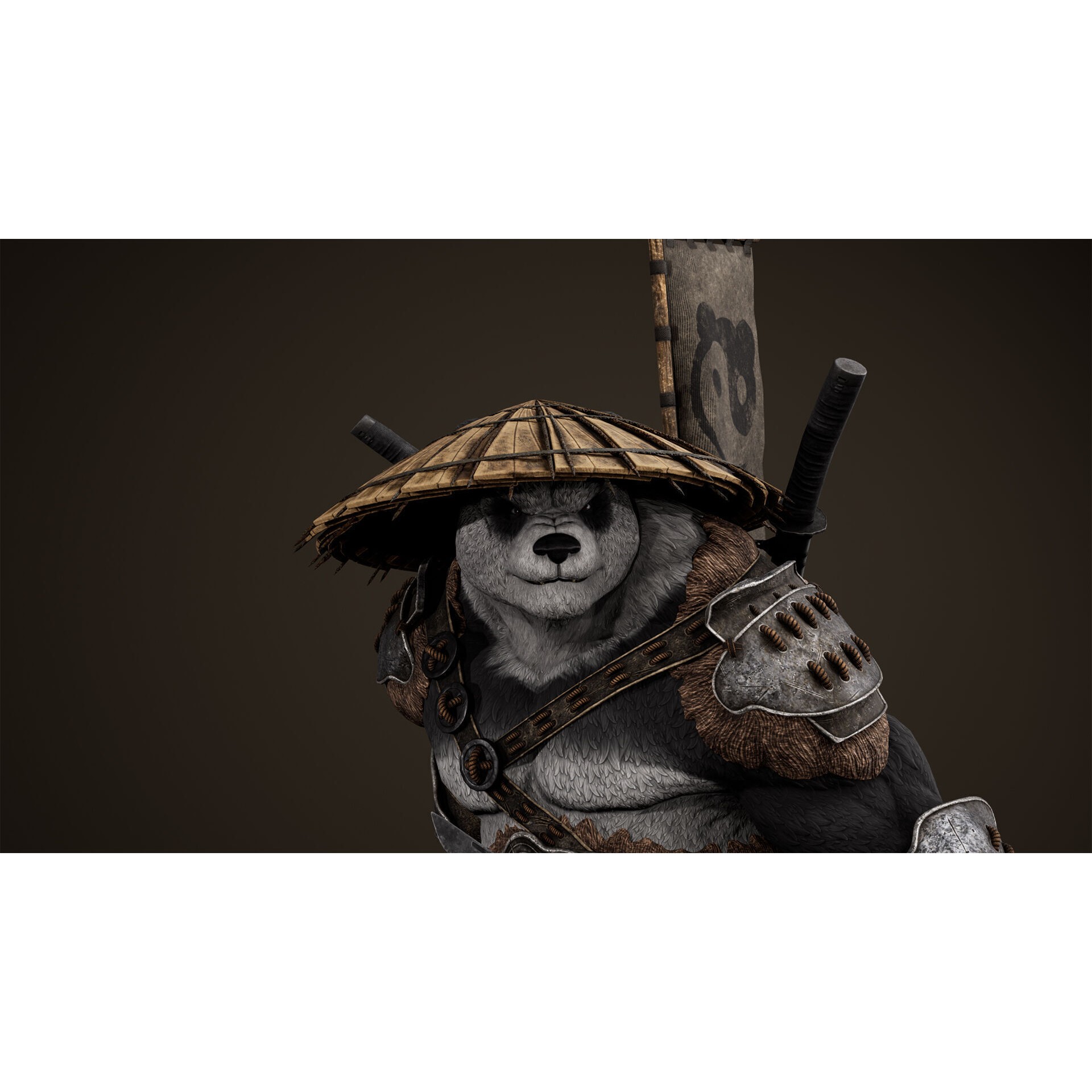 Panda Samurai - Low-Poly Game-Ready 3D Model - View 14