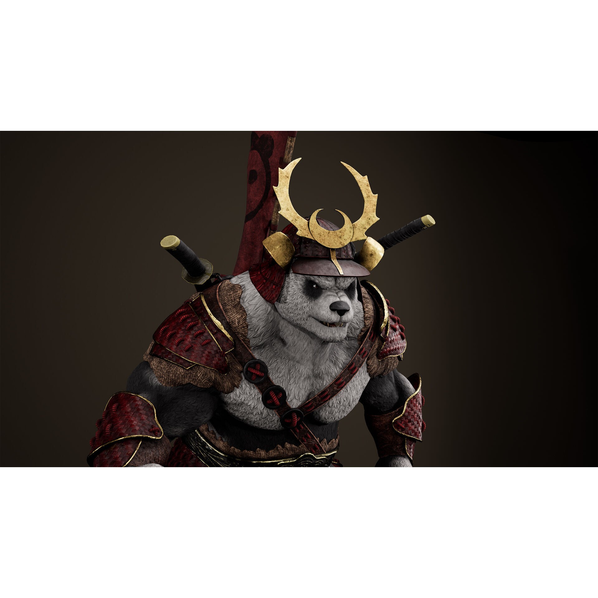 Panda Samurai - Low-Poly Game-Ready 3D Model - View 18