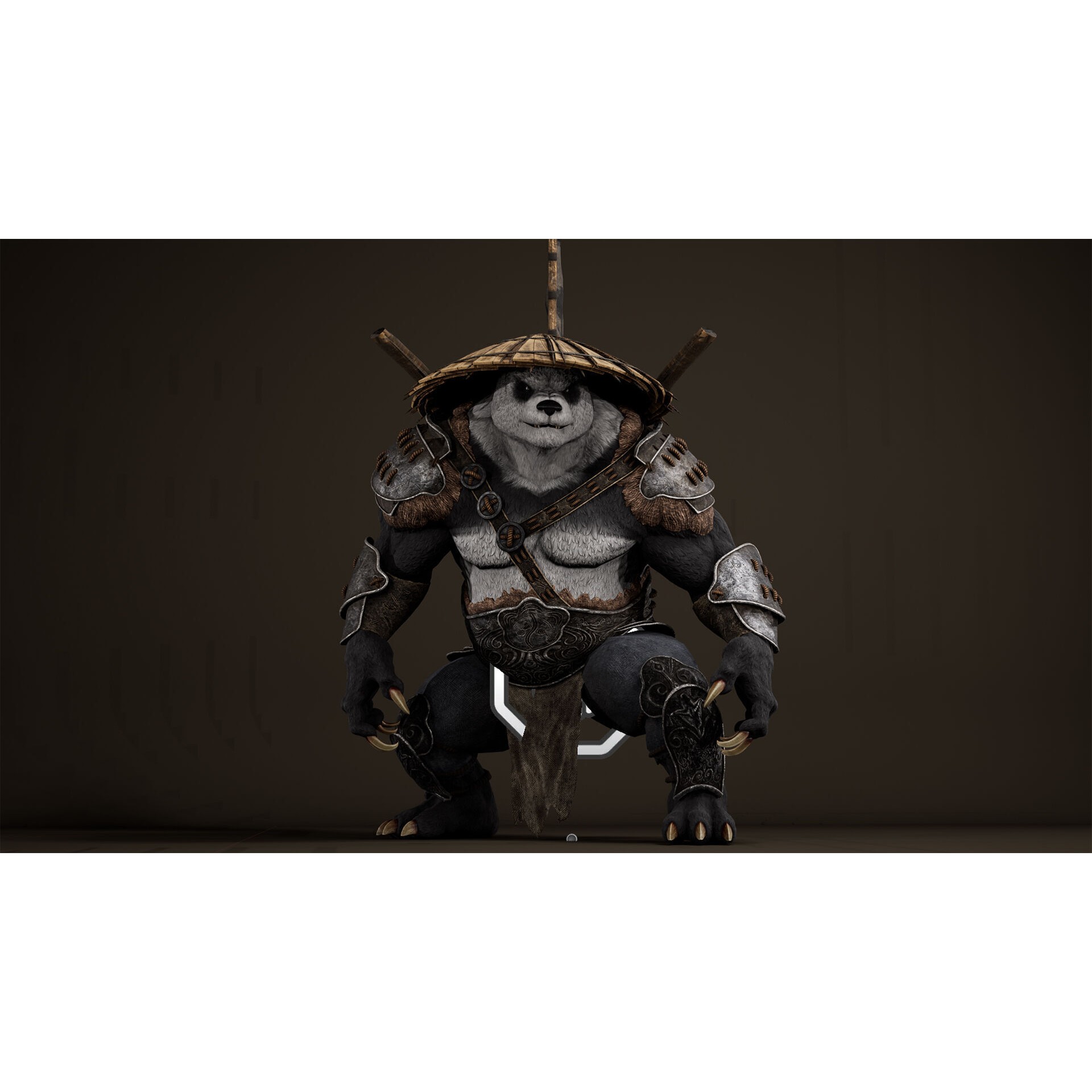 Panda Samurai - Low-Poly Game-Ready 3D Model - View 19