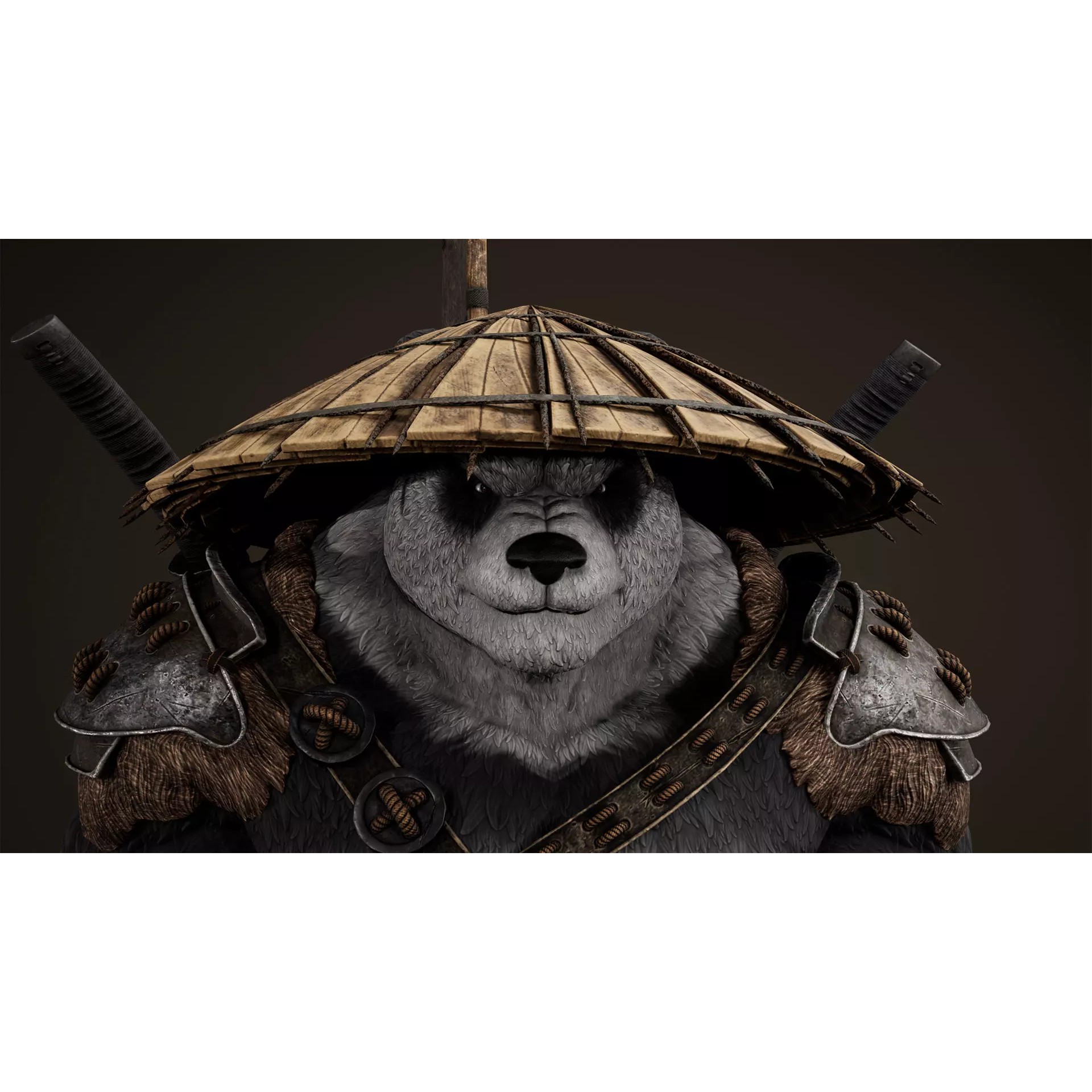Panda Samurai - Low-Poly Game-Ready 3D Model - View 2