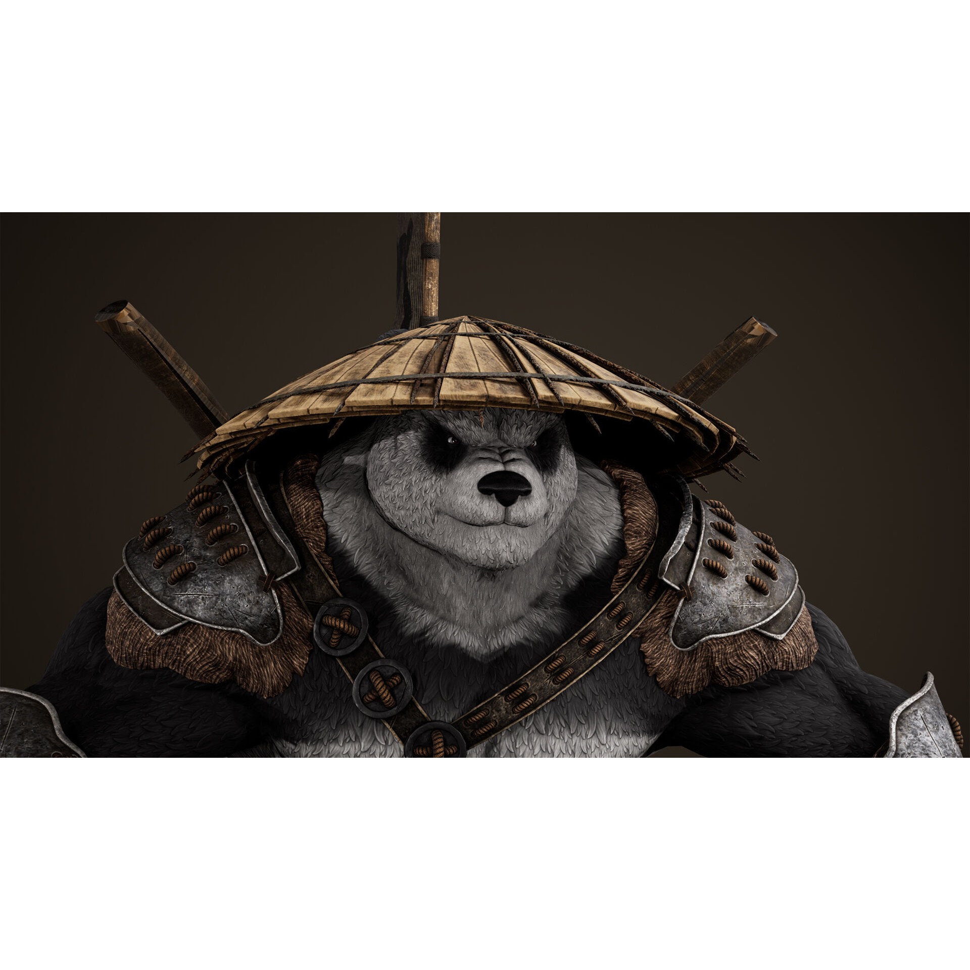 Panda Samurai - Low-Poly Game-Ready 3D Model - View 20