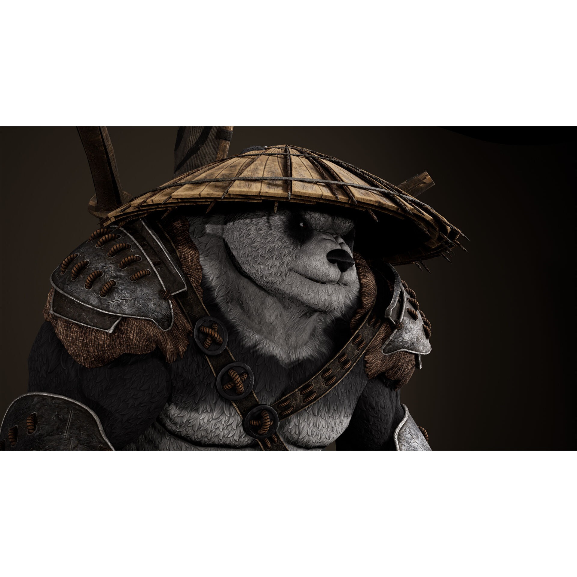 Panda Samurai - Low-Poly Game-Ready 3D Model - View 21