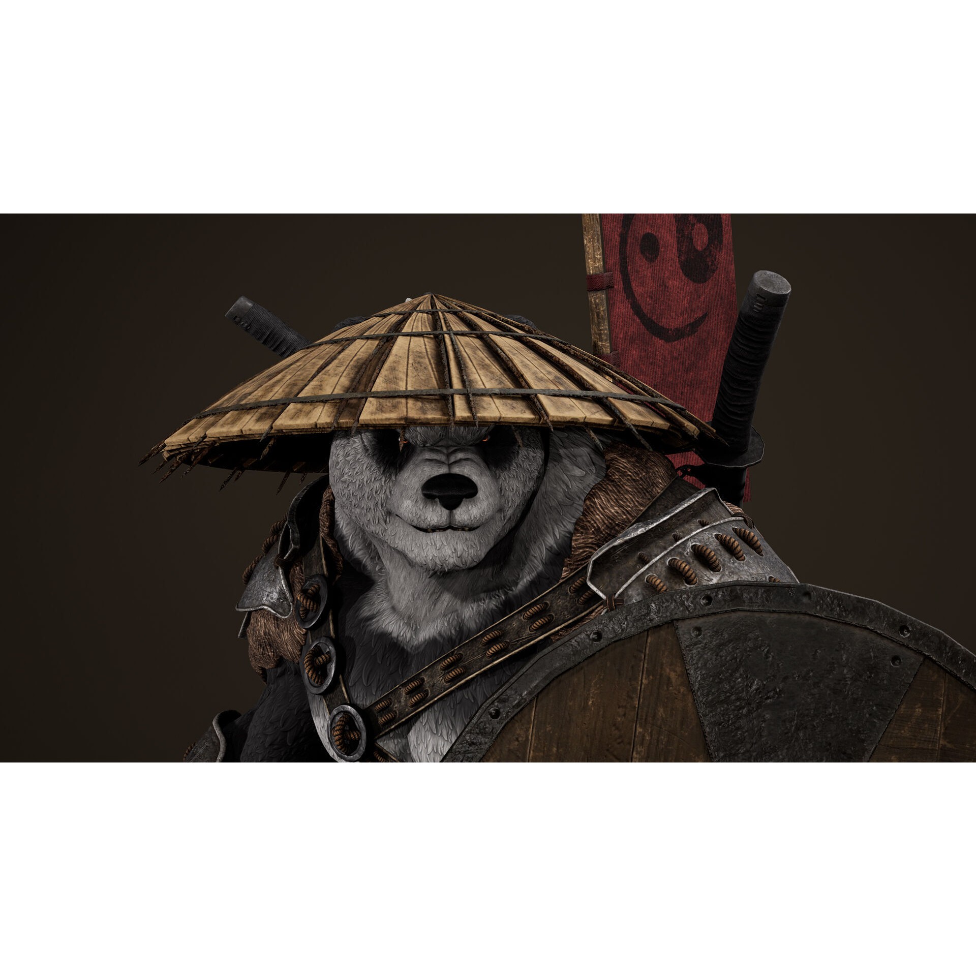 Panda Samurai - Low-Poly Game-Ready 3D Model - View 24