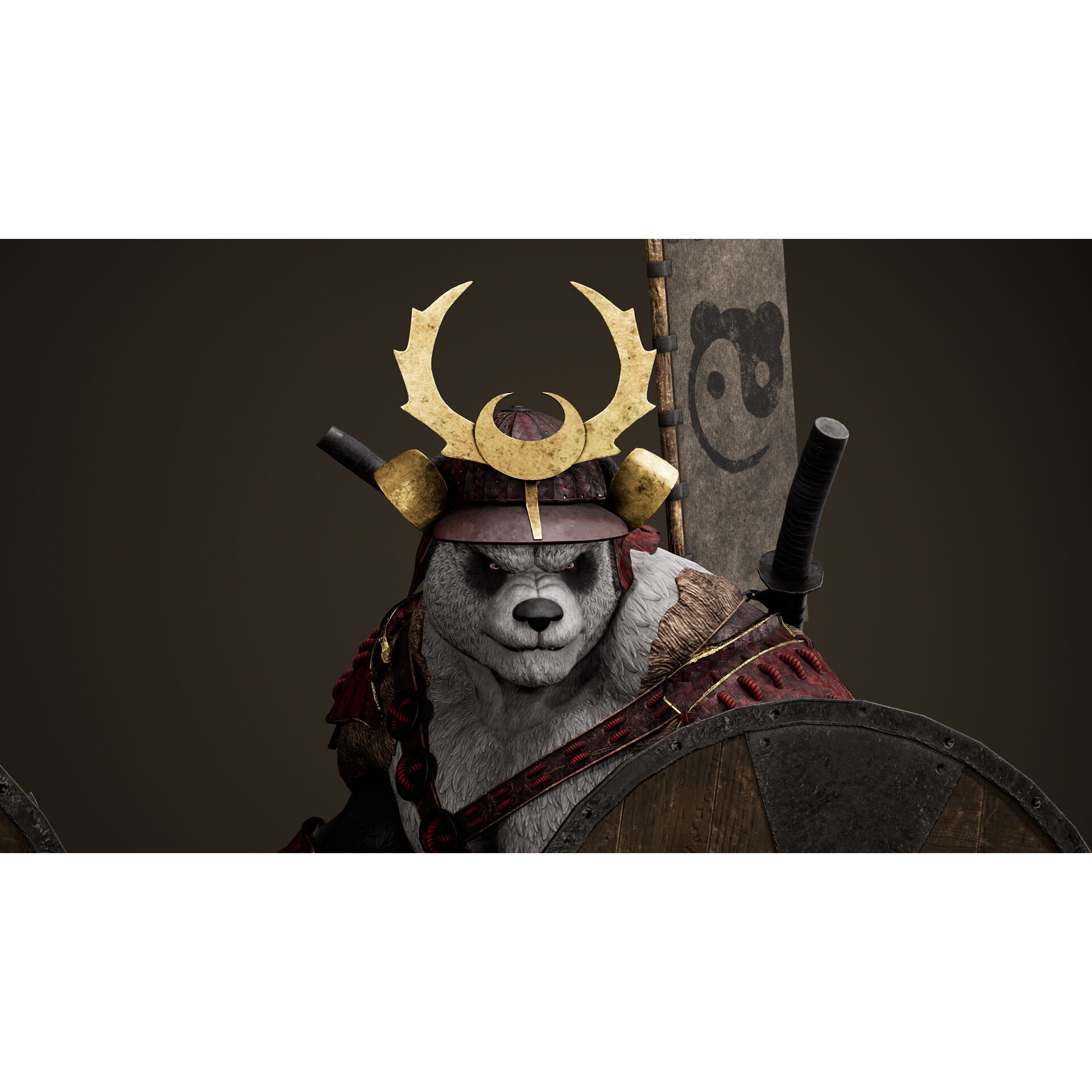 Panda Samurai - Low-Poly Game-Ready 3D Model - View 25